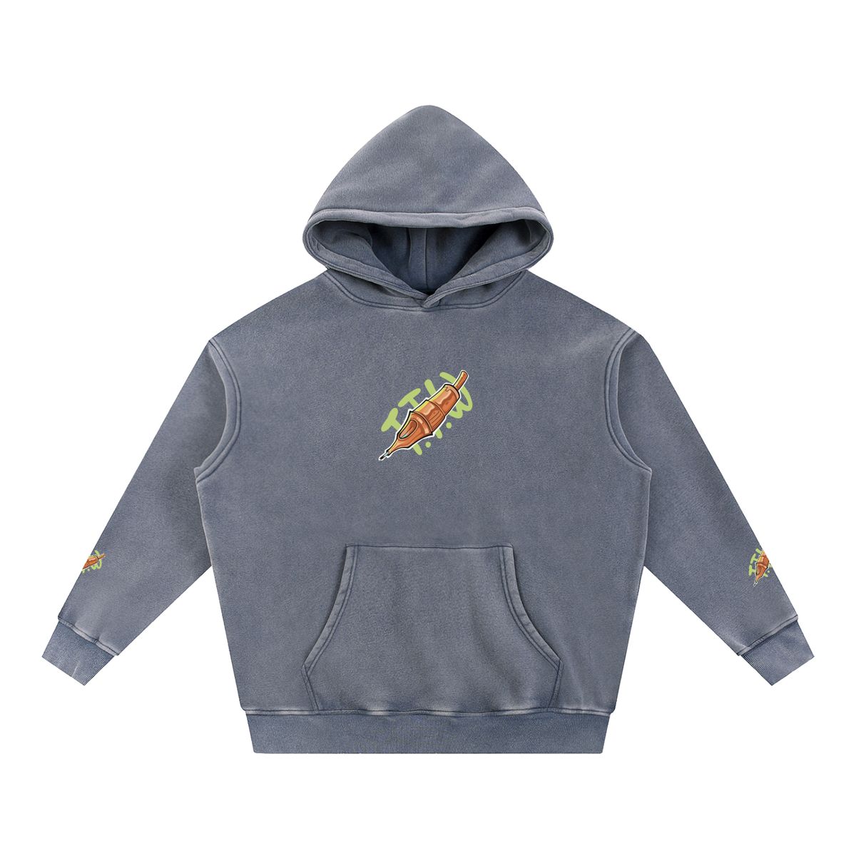 Snow Wash Fleece Oversize Tiger Hoodie