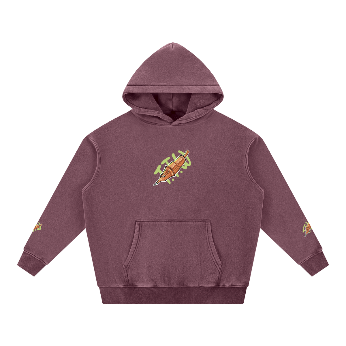 Snow Wash Fleece Oversize Tiger Hoodie