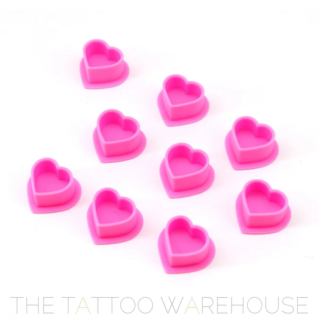 Silicone Pink Heart Ink Cups 100pce