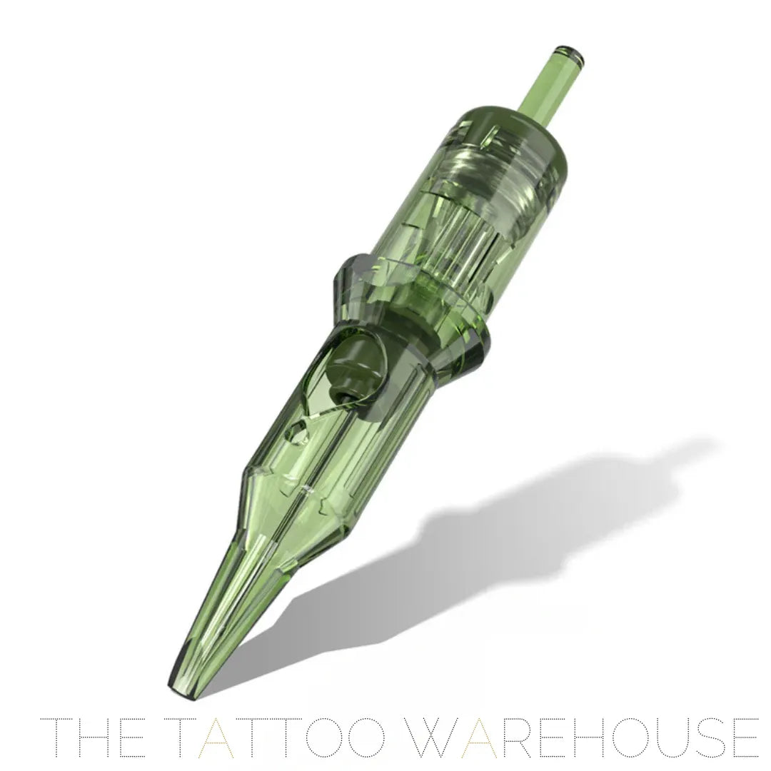 Close up of a INKin Revo cartridge. Beautiful green cartridge from The Tattoo Warehouse.