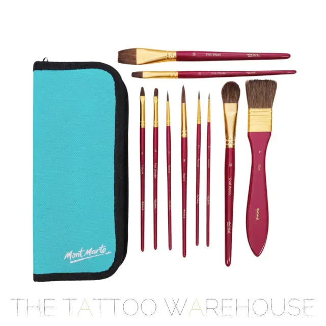 Mixed Bristle Brush Set Wallet 11pce - Watercolour