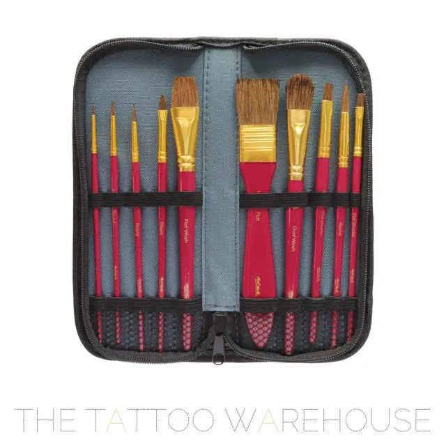 Mixed Bristle Brush Set Wallet 11pce - Watercolour