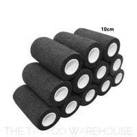 Box of 12 black cohesive bandages, 10cm width, grip tape wrap
