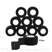 Box of 24 black cohesive bandages, 2.5cm width, grip tape wrap