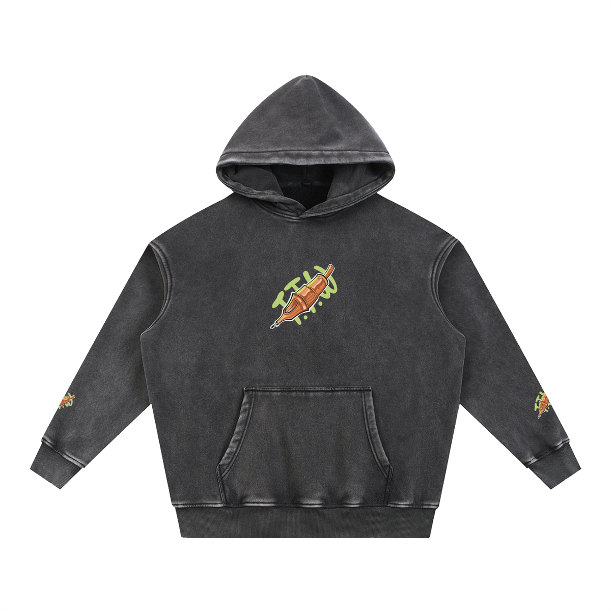 Snow Wash Fleece Oversize Tiger Hoodie