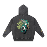 Snow Wash Fleece Oversize Tiger Hoodie