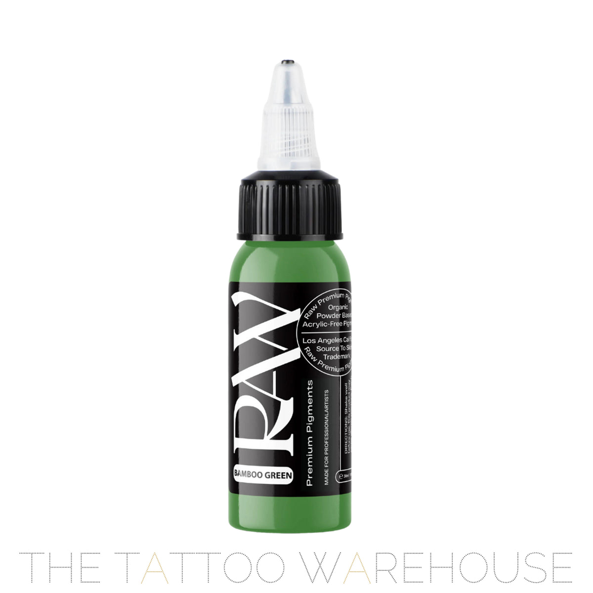Raw Pigments Bamboo Green tattoo ink bottle