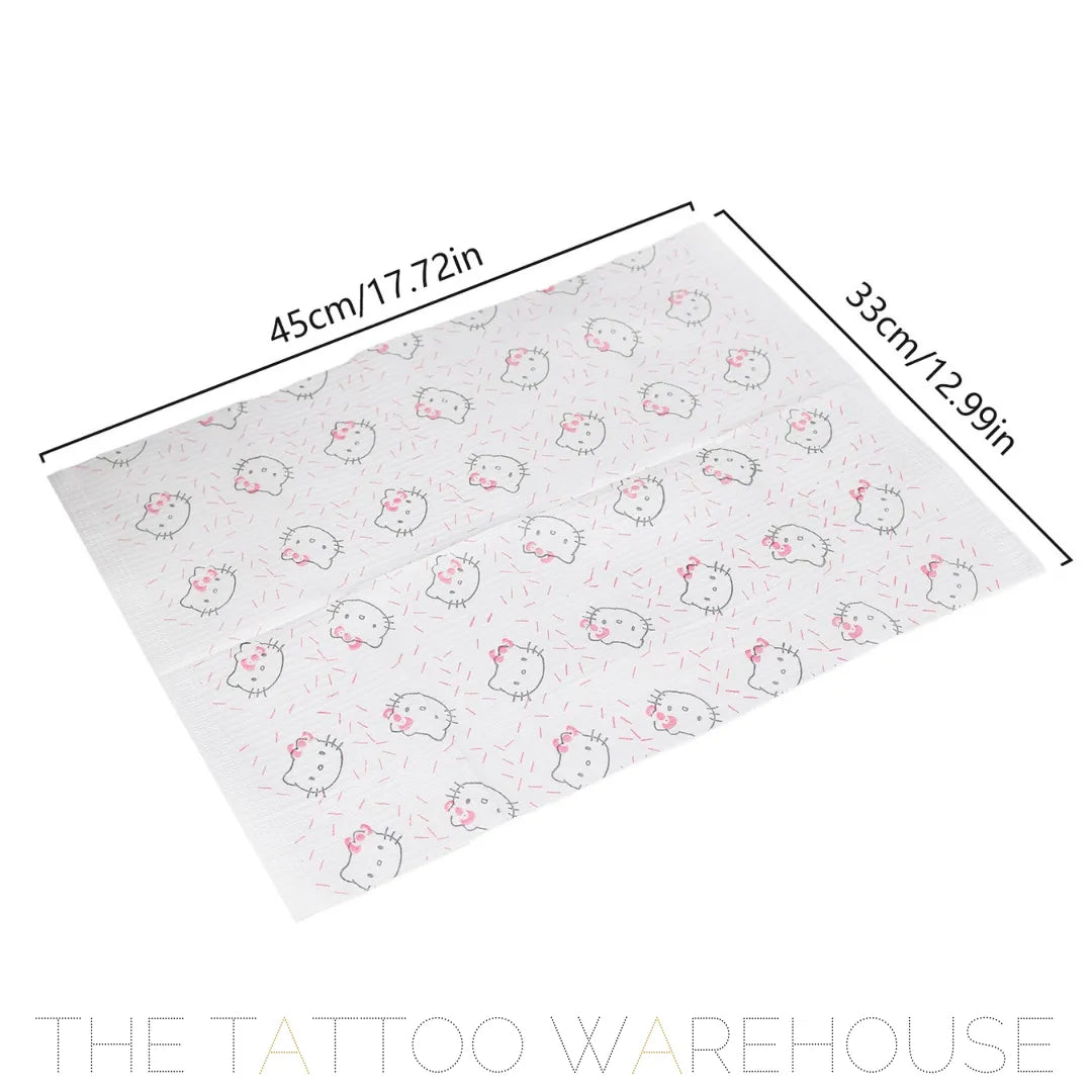Hello Kitty dental bib tray liners, close-up