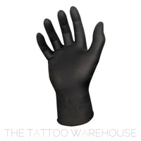 Black nitrile disposable gloves, close-up