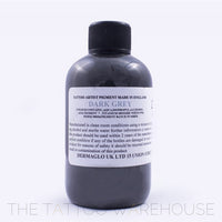 Bottle of Dermaglo Dark Grey tattoo ink