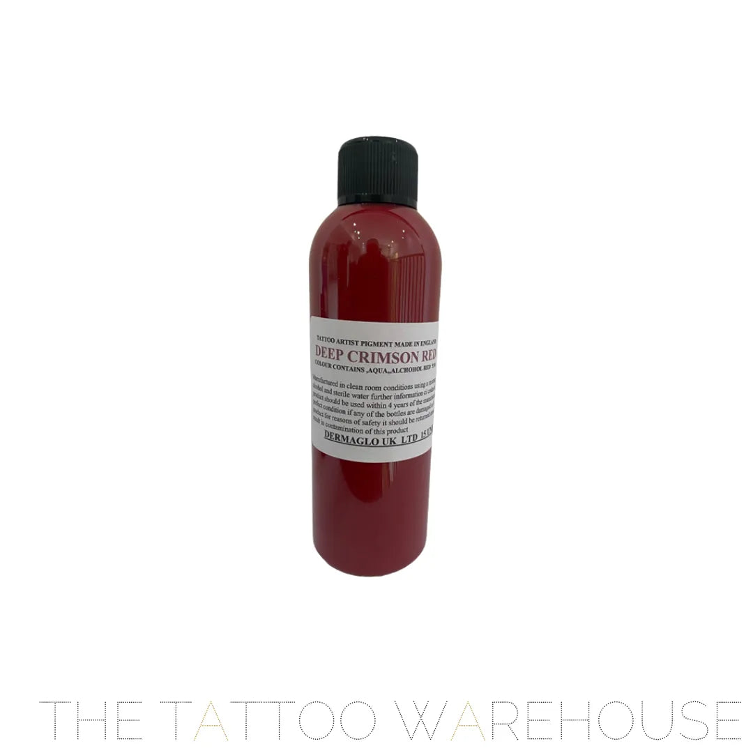 Bottle of Dermaglo Deep Crimson Red tattoo ink