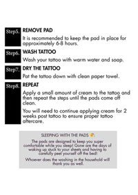 Inkpad tattoo aftercare pads, applied to skin