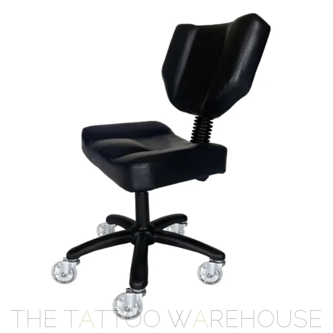 Karma Stanley adjustable stool with backrest in black