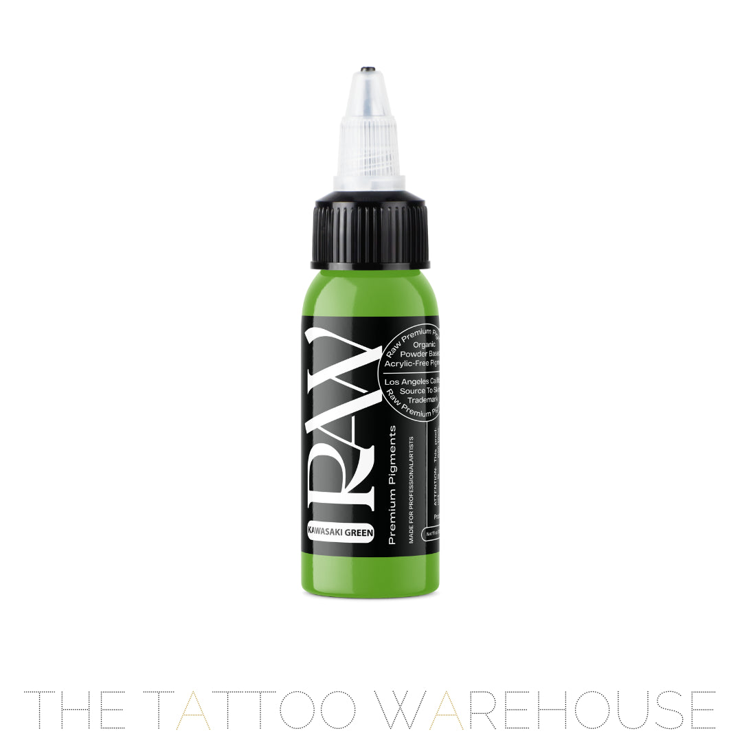 Raw Pigments Kawasaki Green tattoo ink, 1oz bottle
