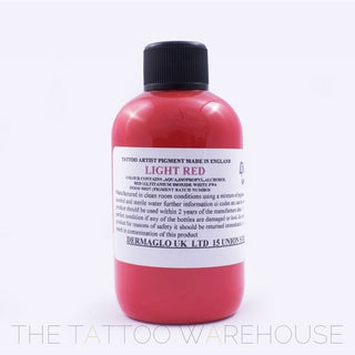 Bottle of Dermaglo Light Red tattoo ink