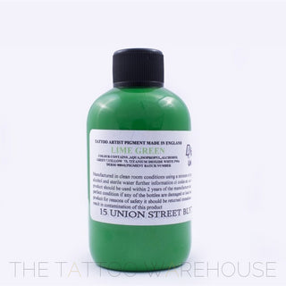 Bottle of Dermaglo Lime Green tattoo ink