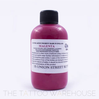 Bottle of Dermaglo Magenta tattoo ink
