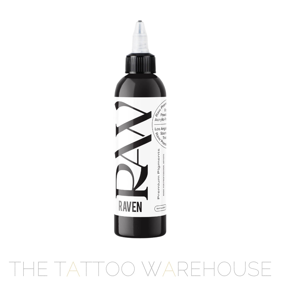 Raw Pigments Raven Black tattoo ink, 4oz bottle