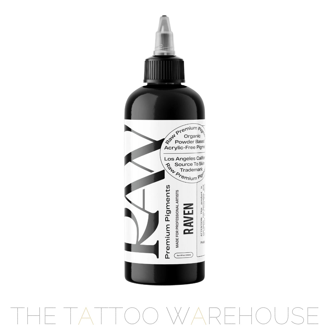 Raw Pigments Raven Black tattoo ink, 8oz bottle