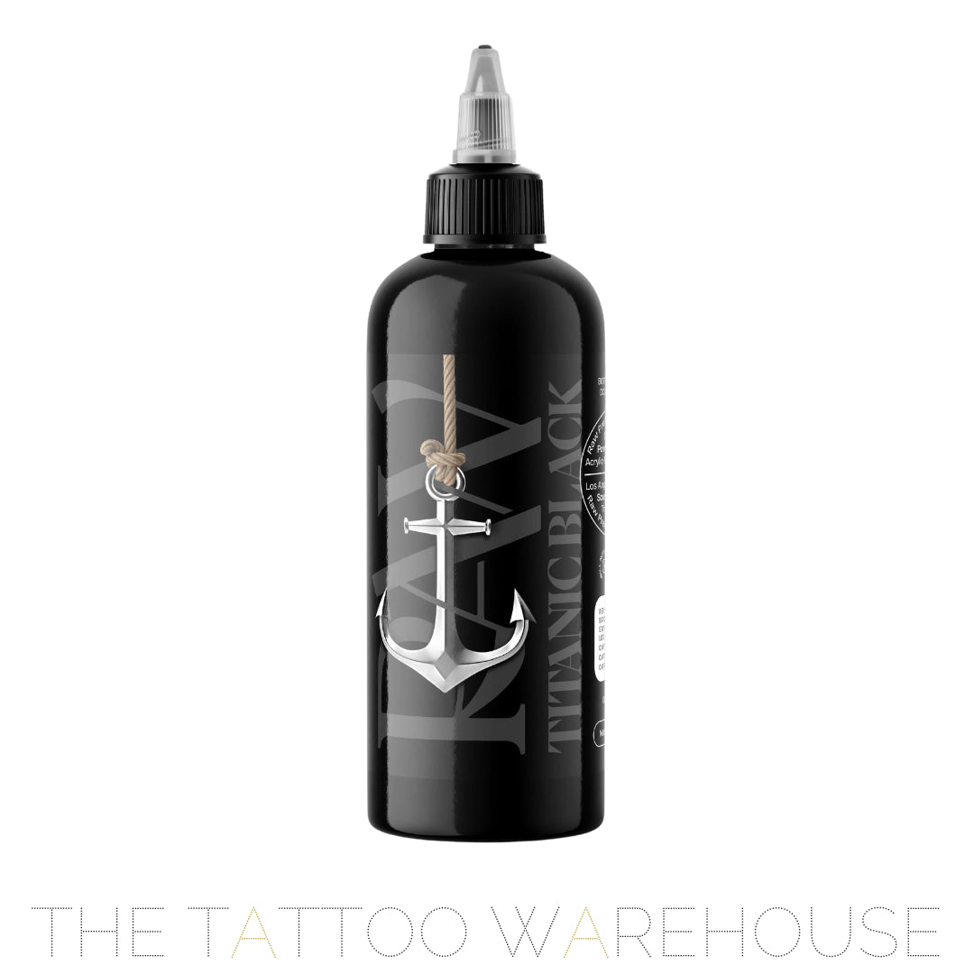 Raw Pigments Titanic Black tattoo ink bottle