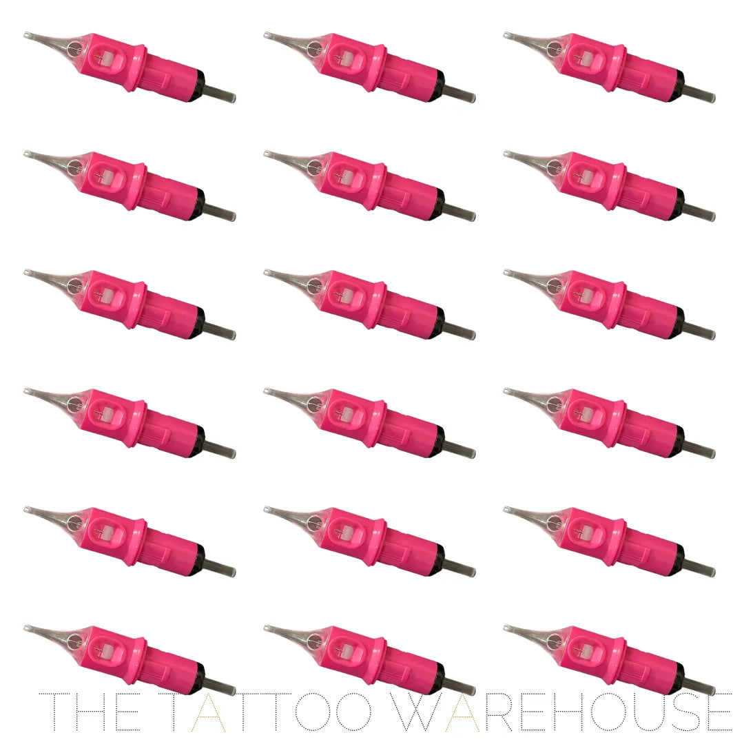 Pink Viaderz Cartidges tattoo needles out of their packet displayed across the photo.