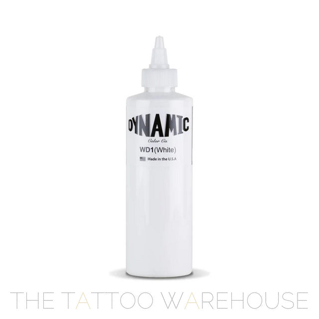 Bottle of Dynamic White tattoo ink, 8oz