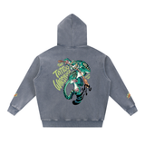 Snow Wash Fleece Oversize Tiger Hoodie