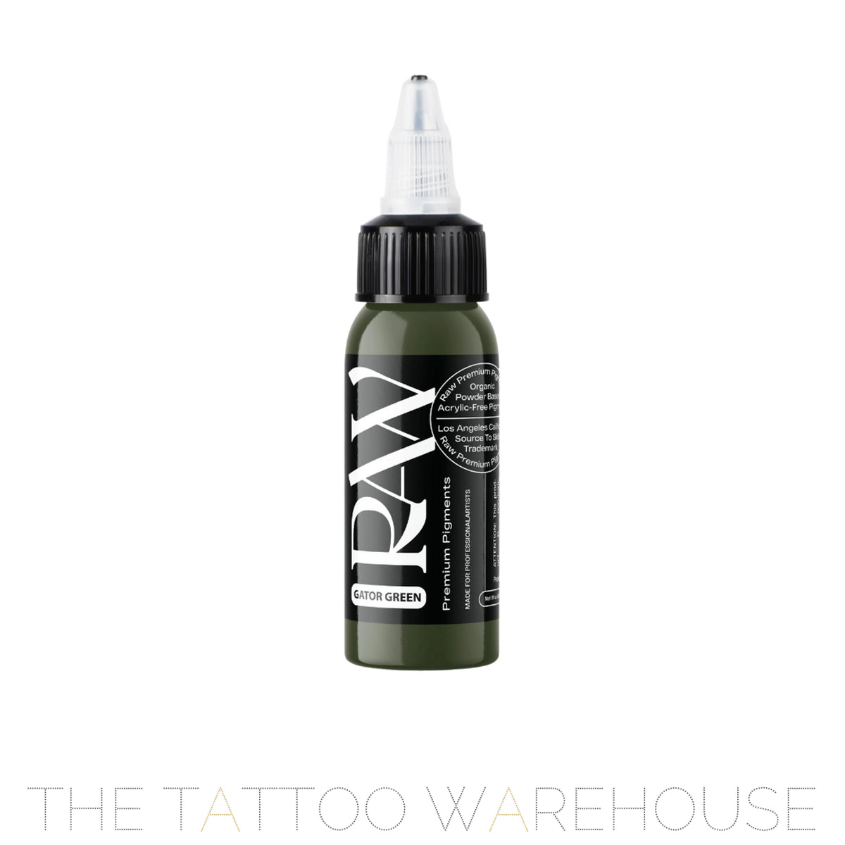 Raw Pigments Gator Green tattoo ink bottle