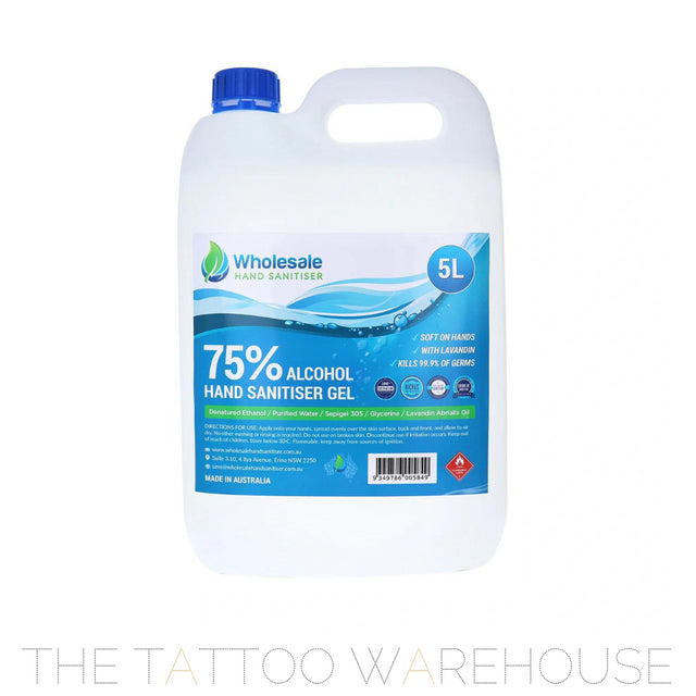 Hand sanitiser gel, 75% alcohol, 5L bottle