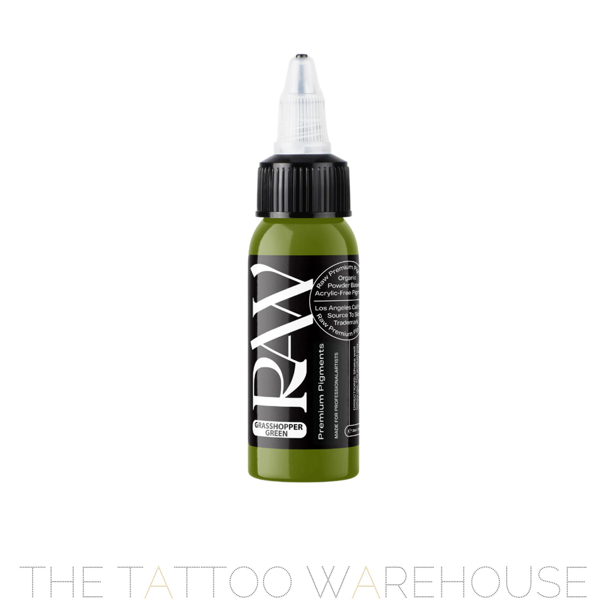 Raw Pigments Grasshopper Green tattoo ink bottle