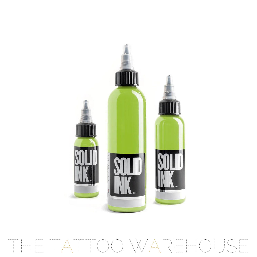Bottle of Solid Ink Lime tattoo ink