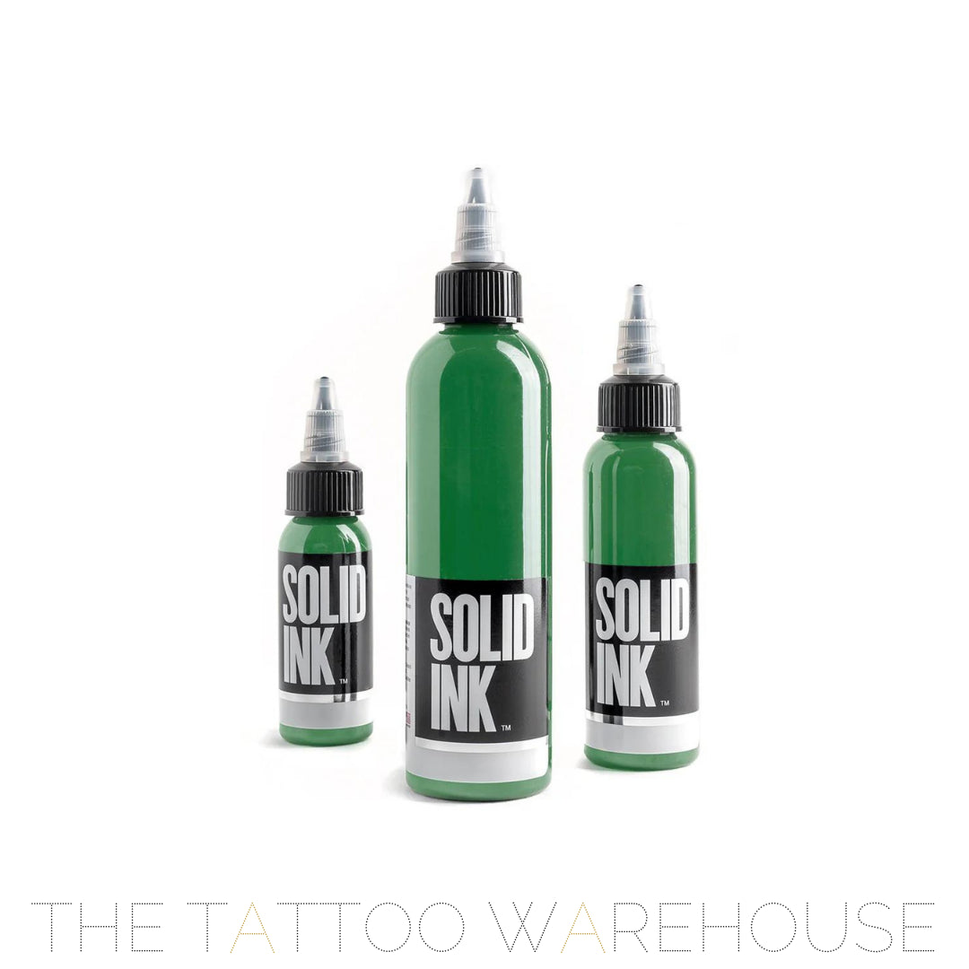 Bottle of Solid Ink Medium Green tattoo ink