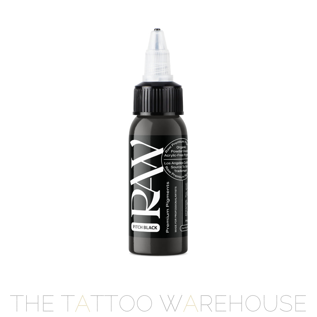 Raw Pigments Pitch Black tattoo ink, 1oz bottle