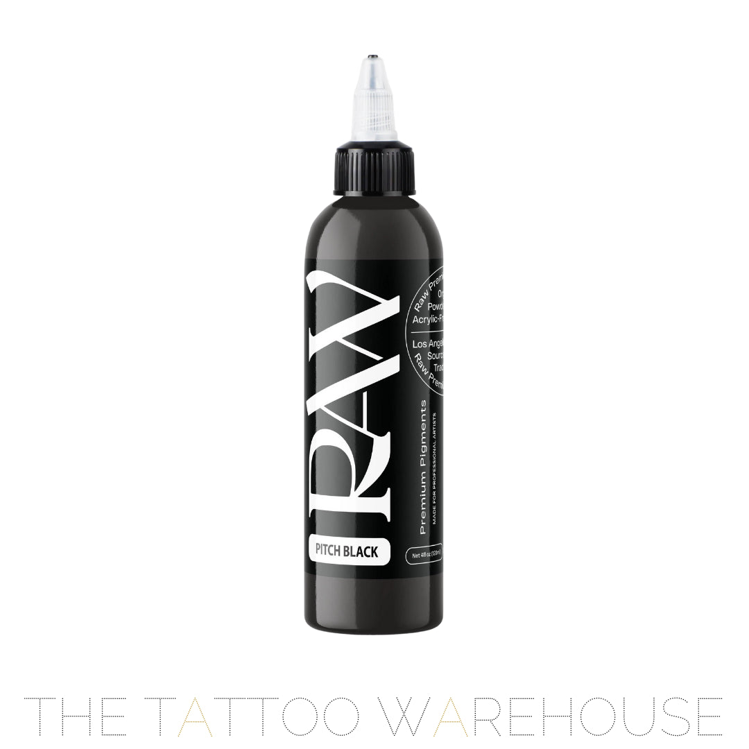 Raw Pigments Pitch Black tattoo ink, 4oz bottle