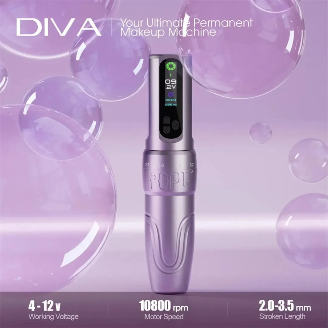 POPU DIVA Adjustable Stroke wireless Tattoo & PMU Machine Black