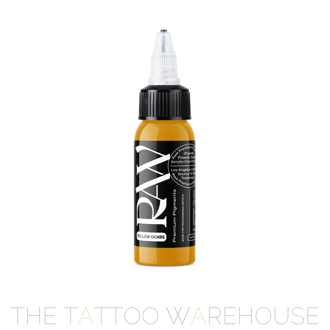 Raw Pigments Yellow Ochre tattoo ink, 1oz bottle